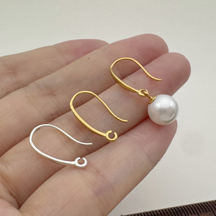 U形耳钩S925纯银开口活口银饰品diy珍珠耳环耳坠换挂钩配件不过敏