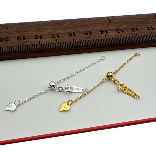 S925纯银可调节延长链diy小米珠