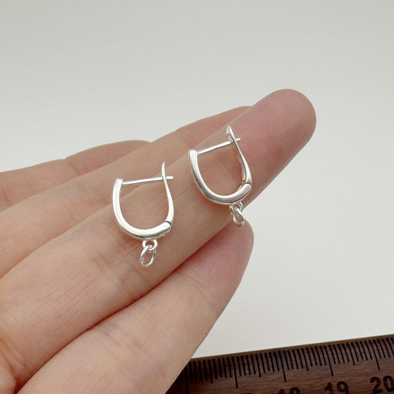 S925纯银U形耳扣耳圈防过敏diy
