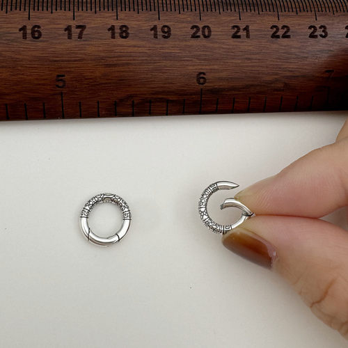 S925纯银圆圈锁扣跑环diy做旧