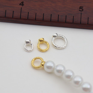 S925纯银收尾扣定位珠珍珠手链项链藏线环DIY手工穿线闭口连接环