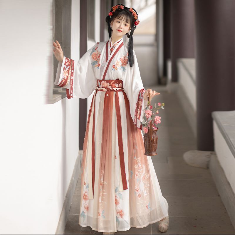 原创正品【狸花吟】晋制中国风交领齐腰襦裙刺绣汉服女学生春夏款