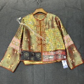 杭州欣锦承丝绸：高端重工刺绣蜀锦外套女新款 盘扣圆领香云纱上衣