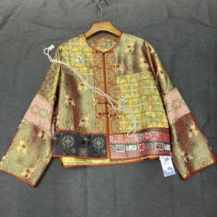 杭州欣锦承丝绸：高端重工刺绣蜀锦外套女新款盘扣圆领香云纱上衣