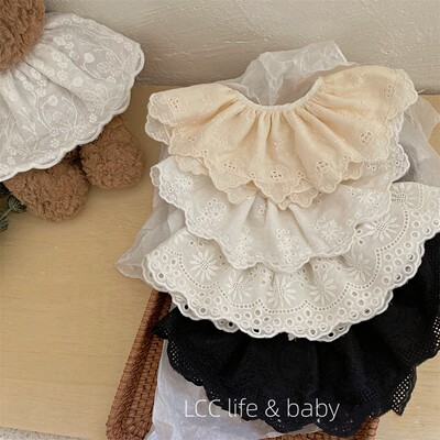 新款蕾丝边波浪花边360度围嘴围兜婴儿防吐奶宝宝口水巾公主假领