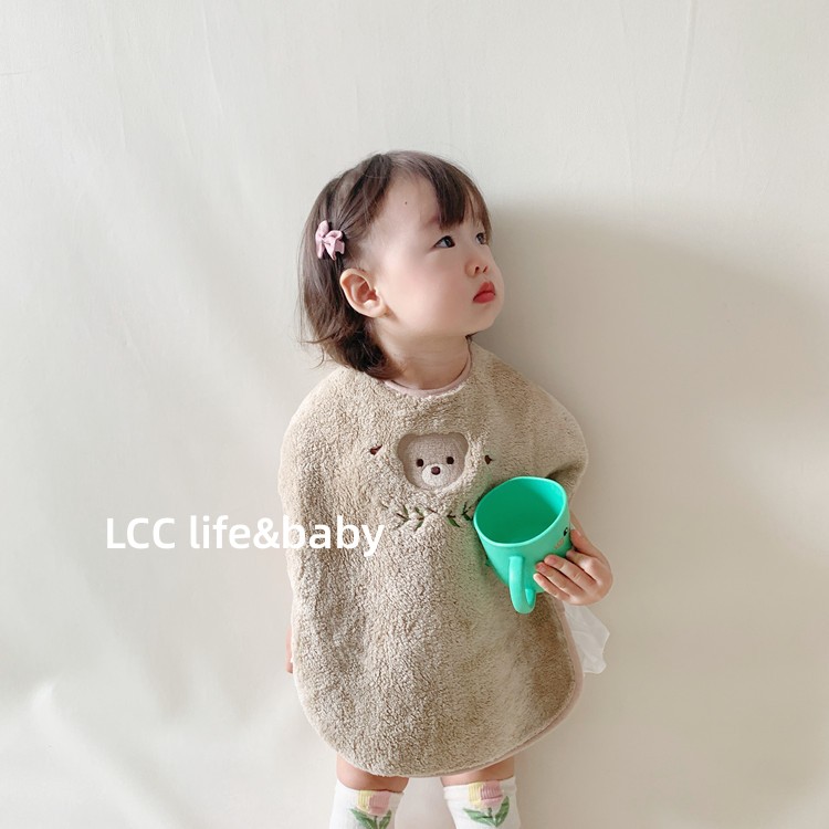 韩国出口儿童洗簌巾宝宝刷牙洗脸防水大围兜婴幼儿不湿衣口水巾