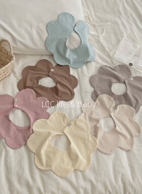 韩国K*y同款围兜婴儿花瓣口水巾双面新生儿宝宝围嘴A类棉0-1-2岁