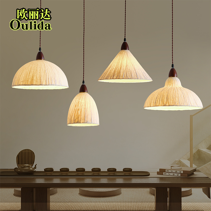 中古宣纸吊灯日式诧寂风复古茶室禅意民宿吧台咖啡店装饰氛围灯具