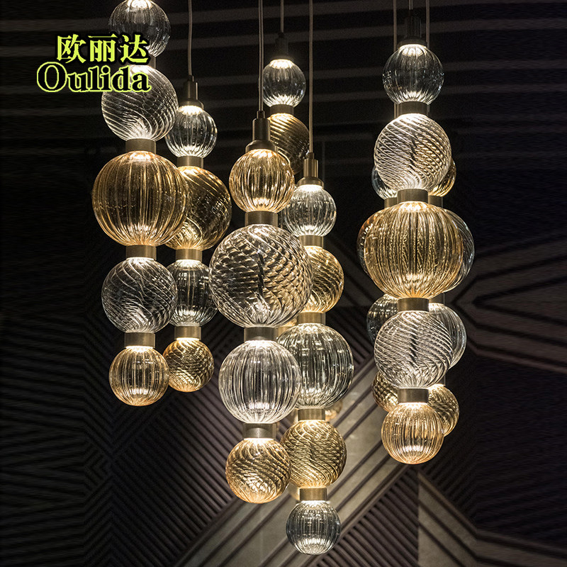美式轻奢个性设计师样板间餐厅包餐厅吊灯