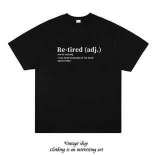 yesterday tired was 潮男女小众T恤夏季 纯棉半袖 趣味英文短袖