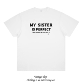 sister T恤创纯棉短袖 掉落R字母 情侣半袖 perfect 美式