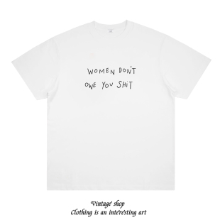 owe you shit美式 印花t恤ins潮 women 字母宽松纯棉白色短袖 don