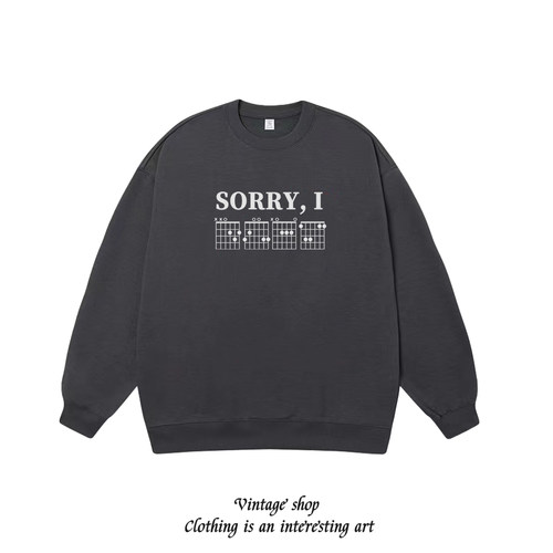 吉他手音乐生才懂乐谱印花卫衣DGAF sorry i don't give a FK上衣