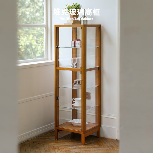 集木室物所维克玻璃高柜实木展示柜收纳手办盲盒置物陈列边柜组合
