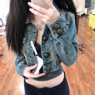 复刻作旧牛仔外套 新品时尚气质显瘦修身减龄小众原宿gal系外套女