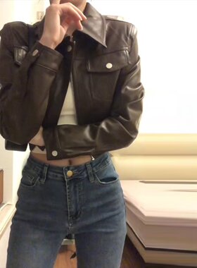 甜酷风短款设计感皮衣外套女百搭