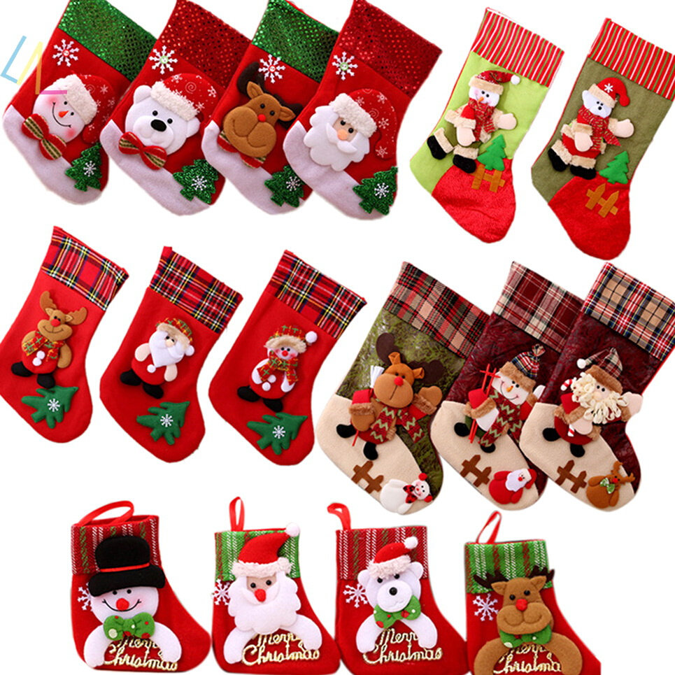 newyear christmas stocking red sock sack xmas gift candy bag
