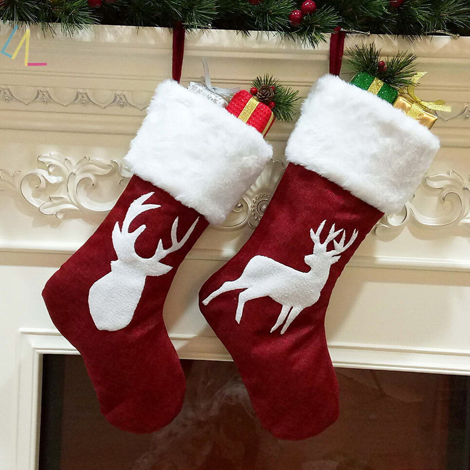 christmas stocking socks santa claus snowman elk hanging bag