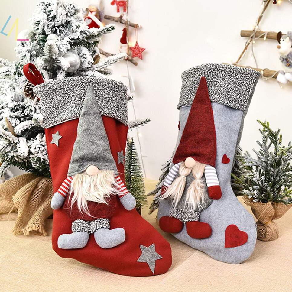 christmas stockings knitted santa socks xmas candy gift bag