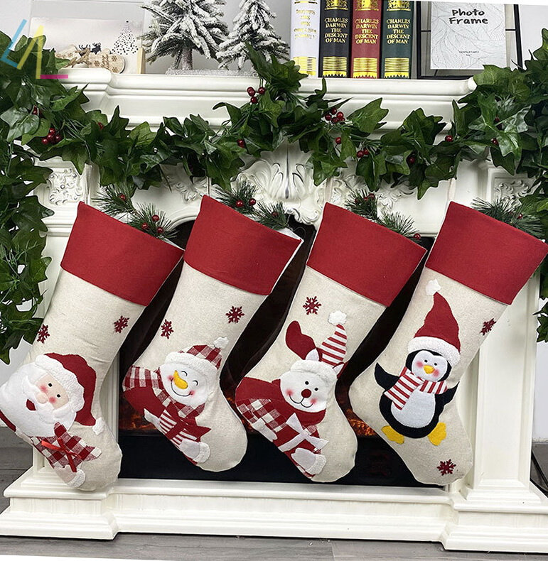 large christmas stocking gift bag santa elk socks xmas decor