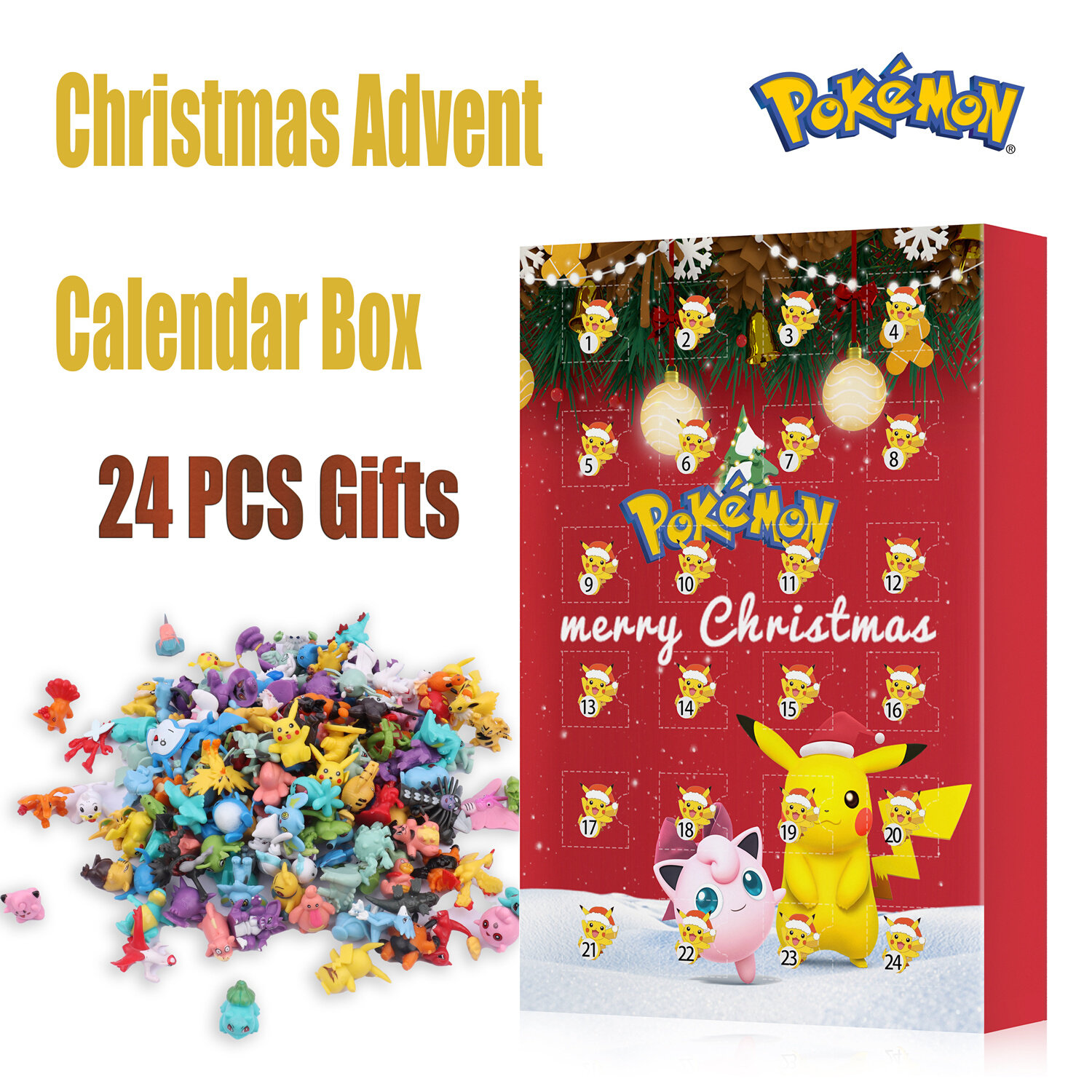 24 pcs pokemon christmas advent calendar box action figure t