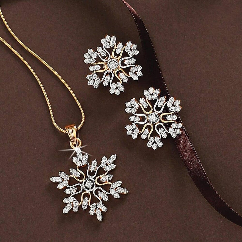 3pcs/set snowflake necklace earrings christmas luxury jewelr