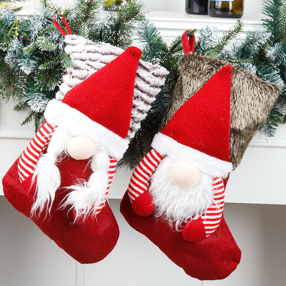 large christmas stocking candy gift bag fireplace home decor