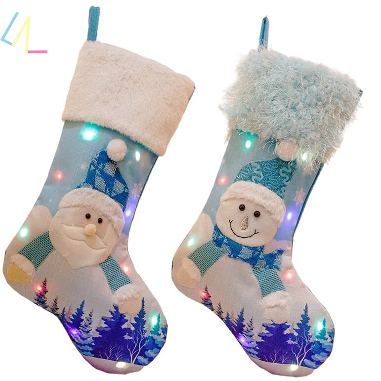 christmas stockings socks led light candy gift bag new year