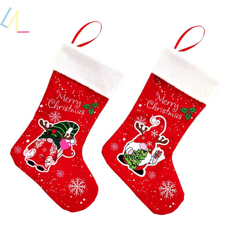 christmas stocking santa sock gift kid candy bag deer pocket