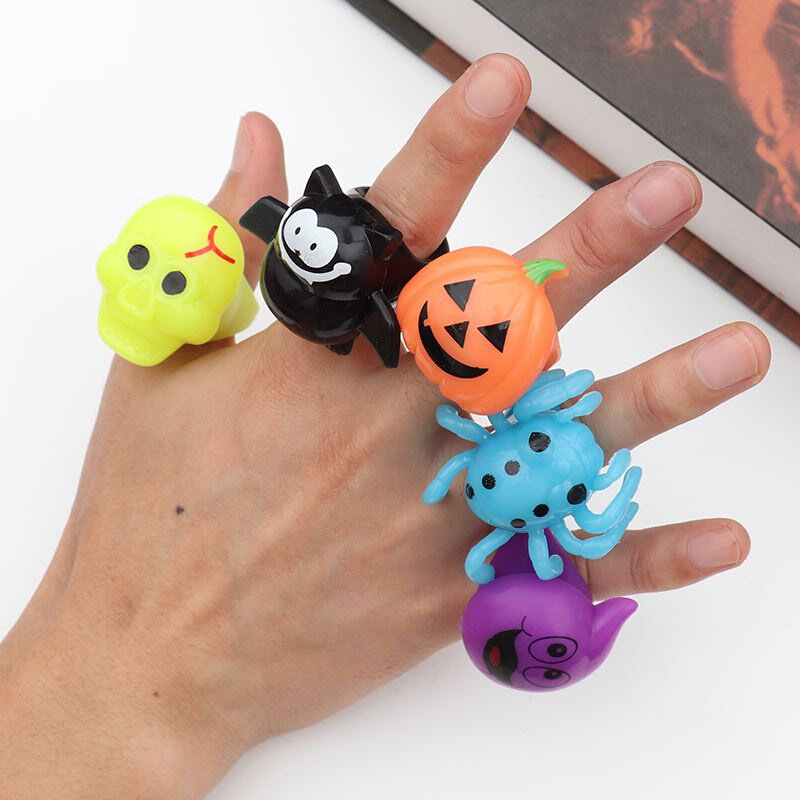 pumpkin luminous finger ring halloween bat ghost funny plast