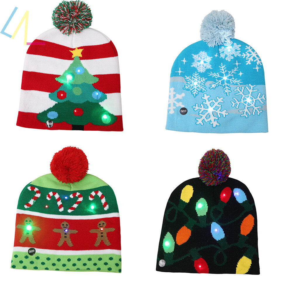 led christmas hat beanie light cap gift kid xmas new year