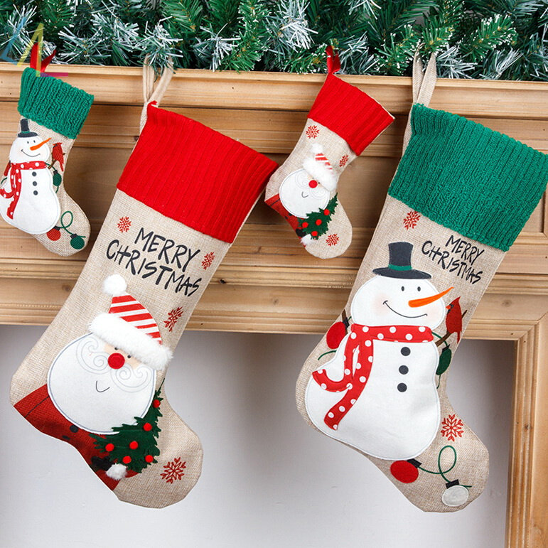 christmas stocking gift candy bag santa claus socks ornament