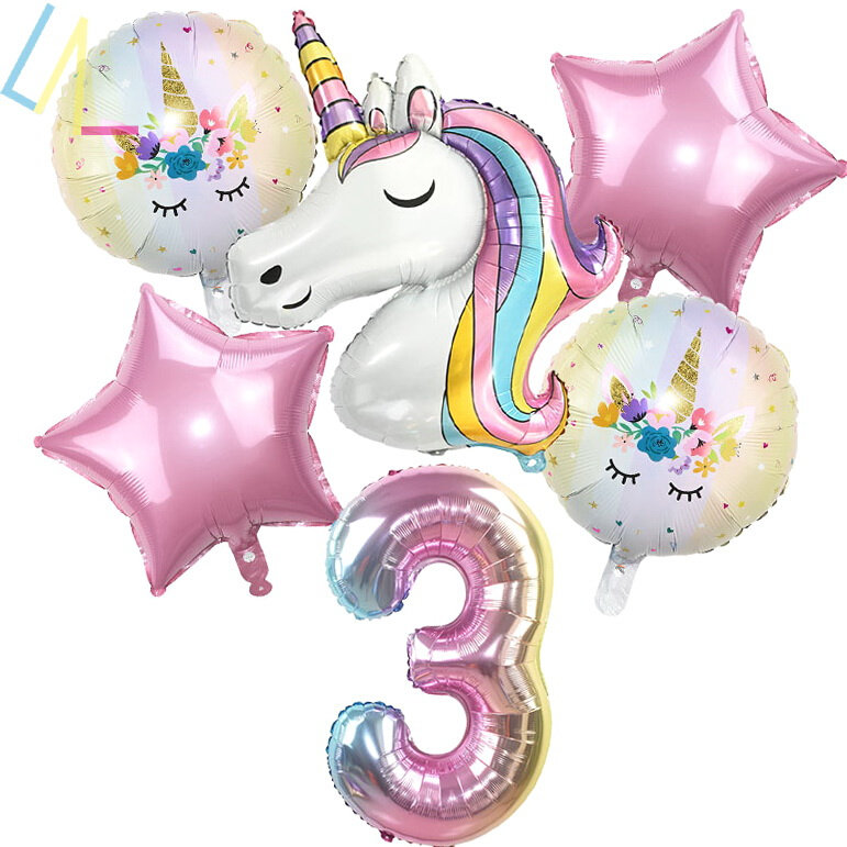 rainbow unicorn balloons 1st kids birthday party decorations