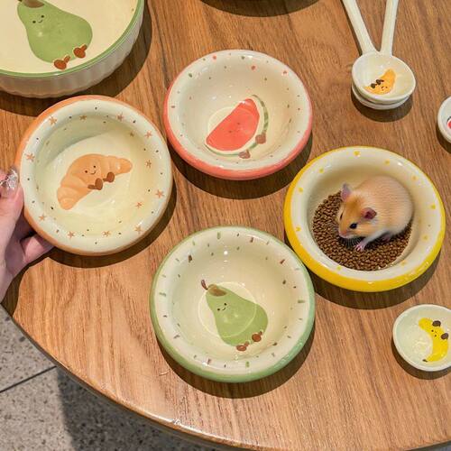 可爱卡通仓鼠食盆小碟子防翻用品