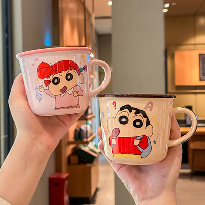 蜡笔小新杯子可爱陶瓷马克杯女生