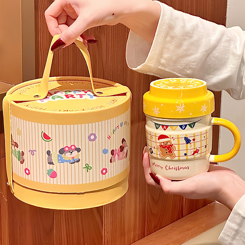 圣诞节陶瓷杯子带盖伴手礼礼盒装