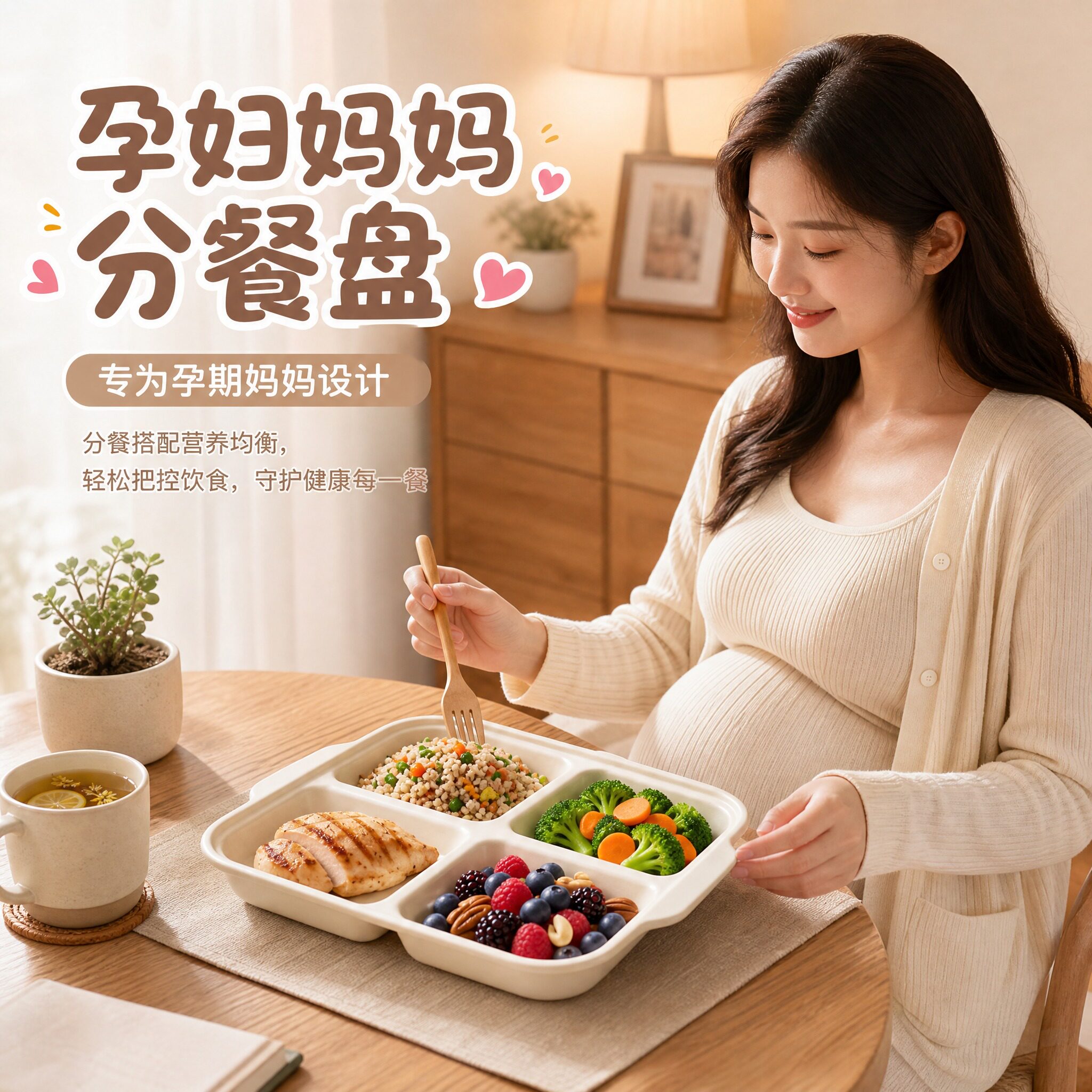 分格餐盘大人减肥减脂月子专用陶瓷餐具孕妇妈妈高颜值分隔早餐盘