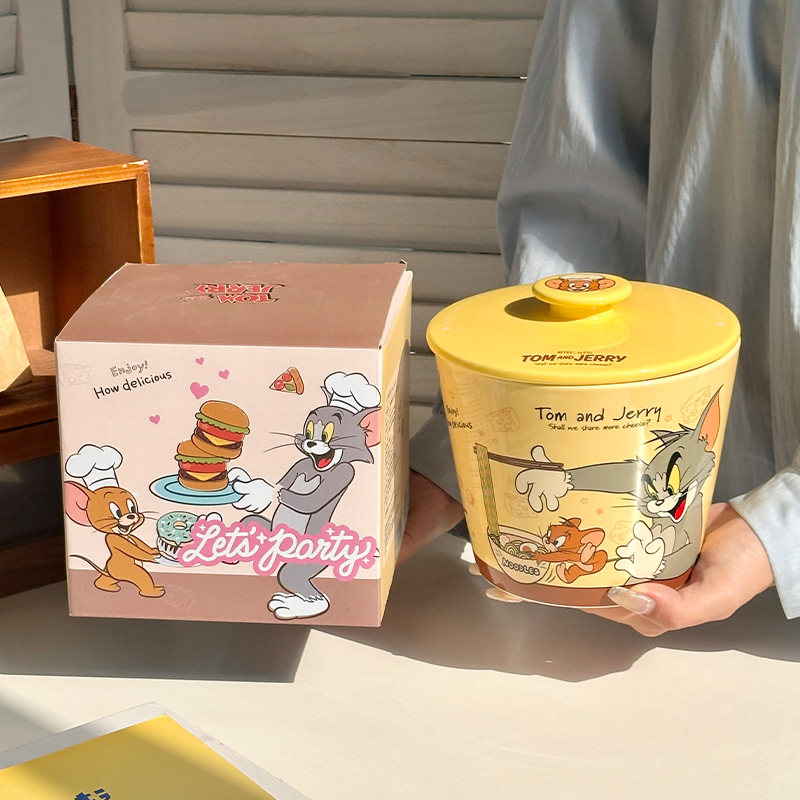 可爱猫和老鼠正版陶瓷泡面碗学生