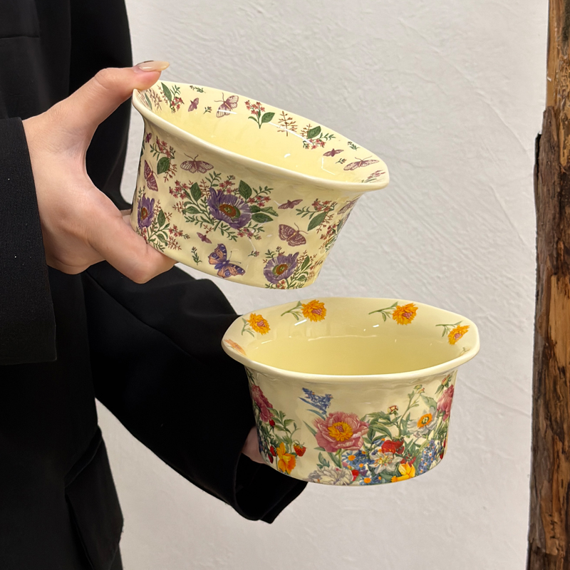 高颜值米饭碗中古风复古餐具套装