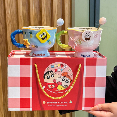 海绵宝宝可爱情侣一对陶瓷马克杯