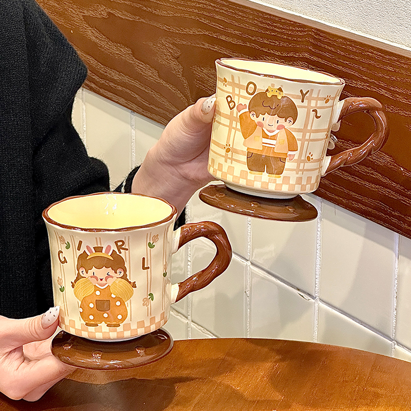 特别好看的马克杯高颜值复古水杯