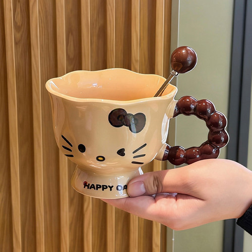 可爱黑皮kt猫咪马克杯高颜值水杯