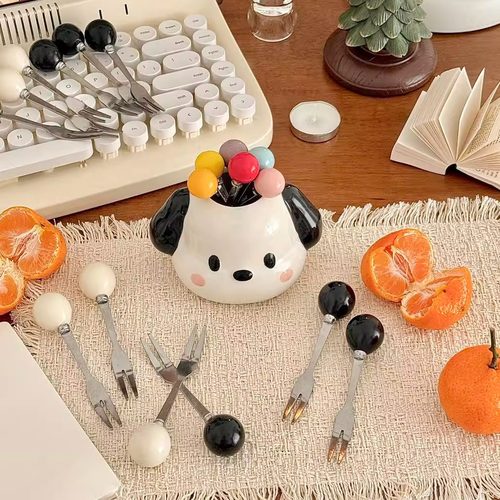 可爱小狗水果叉不锈钢儿童水果签