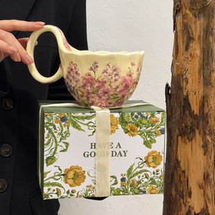 中古风繁花陶瓷马克杯送女生闺蜜生日礼物高级感实用伴手礼礼盒装