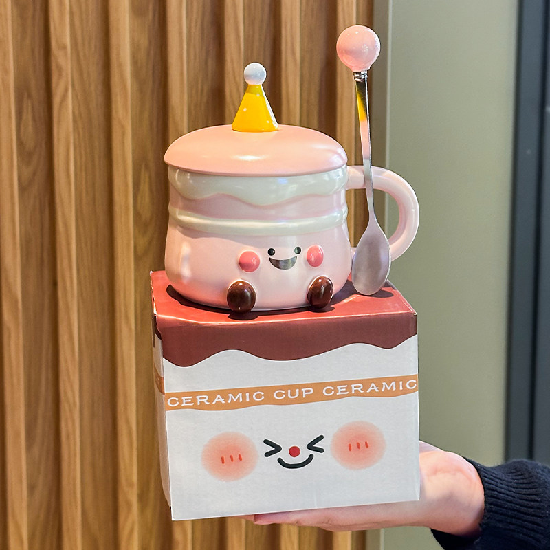 生日快乐礼物可爱仪式感蛋糕杯子带盖勺情侣陶瓷马克杯闺蜜伴手礼,餐饮具,马克杯,淘宝优惠券,粉丝福利购,淘宝优惠卷