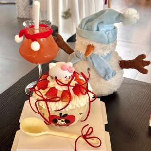 2026圣诞节网红蛋糕装 扮伴手礼品 饰跨年kt猫苹果小狗陶瓷碗生日装