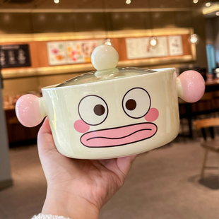 可爱小丑陶瓷泡面碗带盖大容量螺蛳粉碗可微波炉学生宿舍专用汤碗