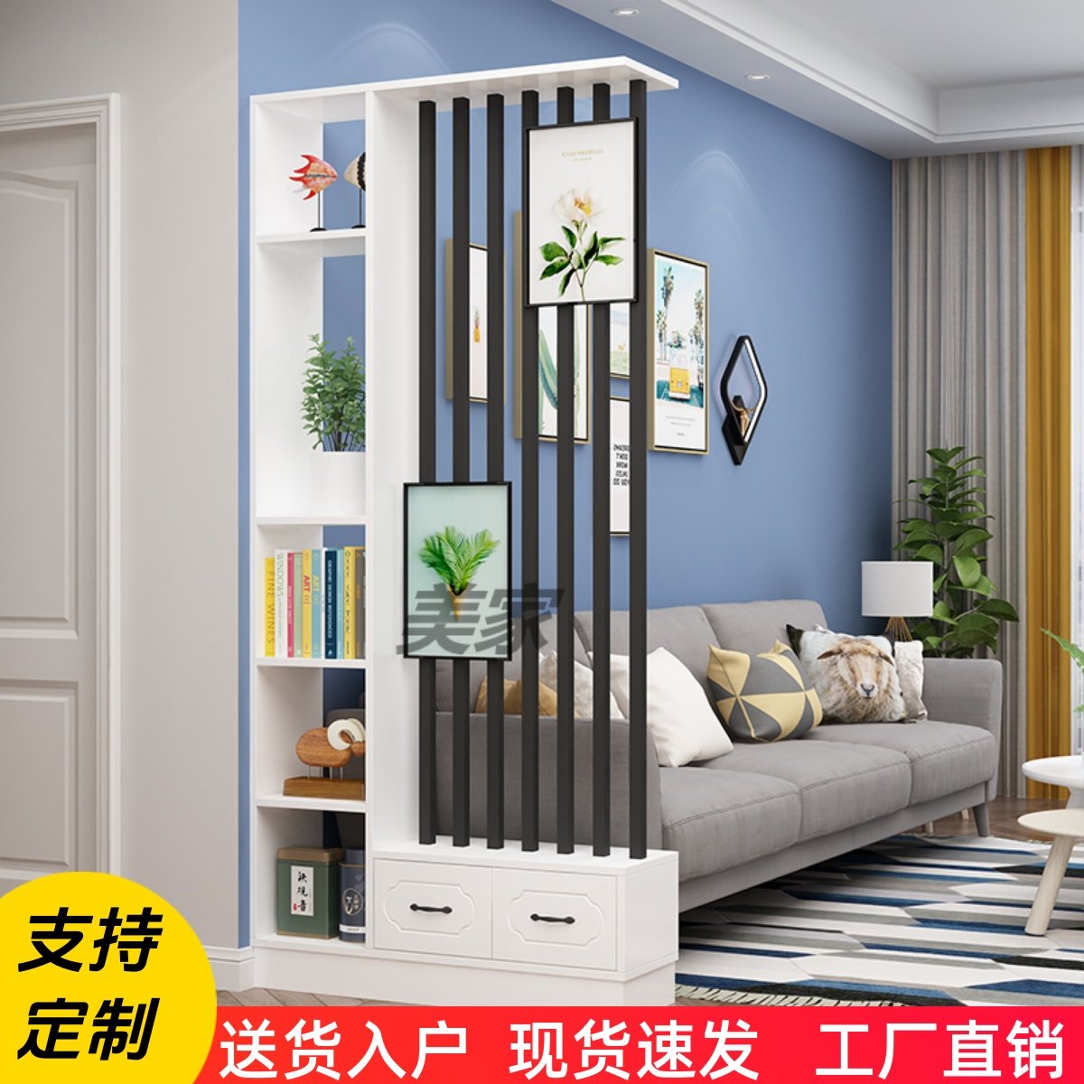轻奢新款入户门双面屏风隔断玄关柜进门落地镂空简约现代收纳柜