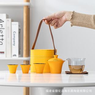 户外茶具套装 新高档旅行便携式 一壶三杯轻奢简约精致快客旅行茶具