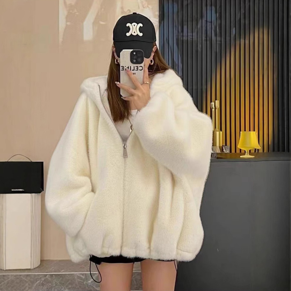 毛茸茸连帽卫衣外套女秋